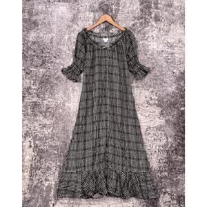 New Lillou Dress XS / Small Womens Gingham Check Plaid Button Front Midi